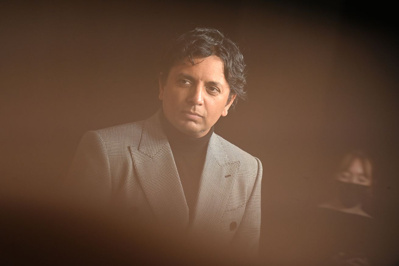 A photo of M. Night Shyamalan at the season 4 premiere of Servant in NYC.