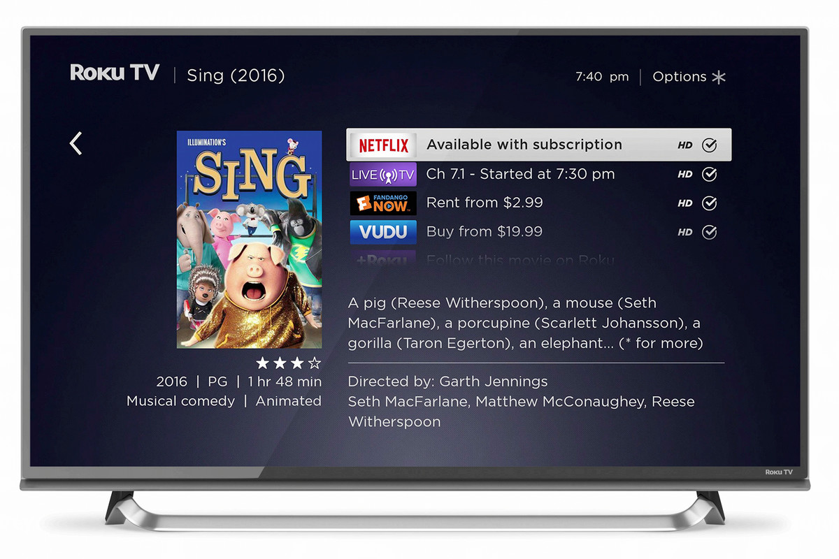 A screen showing Roku’s OS8 search functions for finding streaming TV shows. 