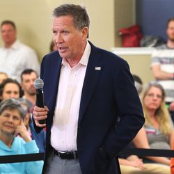 Ohio Gov. John Kasich speaks at a Town Hall meeting in the Guest House at the University of Utah Friday, March 18, 2016.