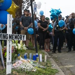 Chicago police officers, supporters and community members unite Monday in West Englewood for a vigil and balloon release to honor slain Chicago Police Officer Ella French.