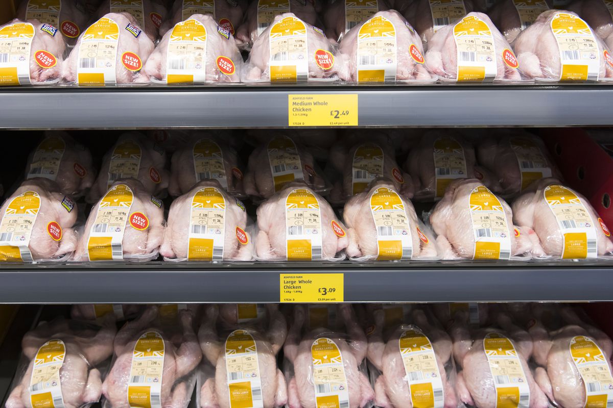 Rows of supermarket chicken