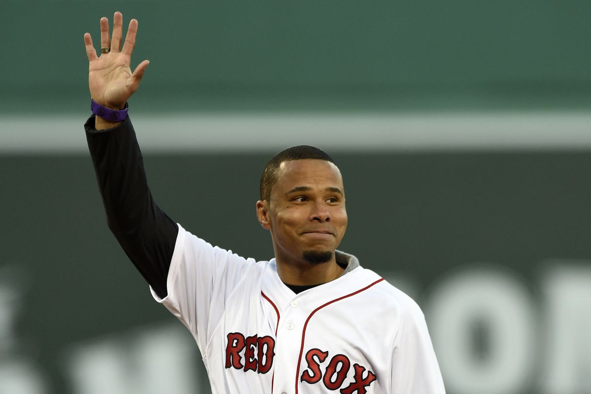 Charlie Davies threw the opening pitch during Wednesday's Red Sox-Orioles game