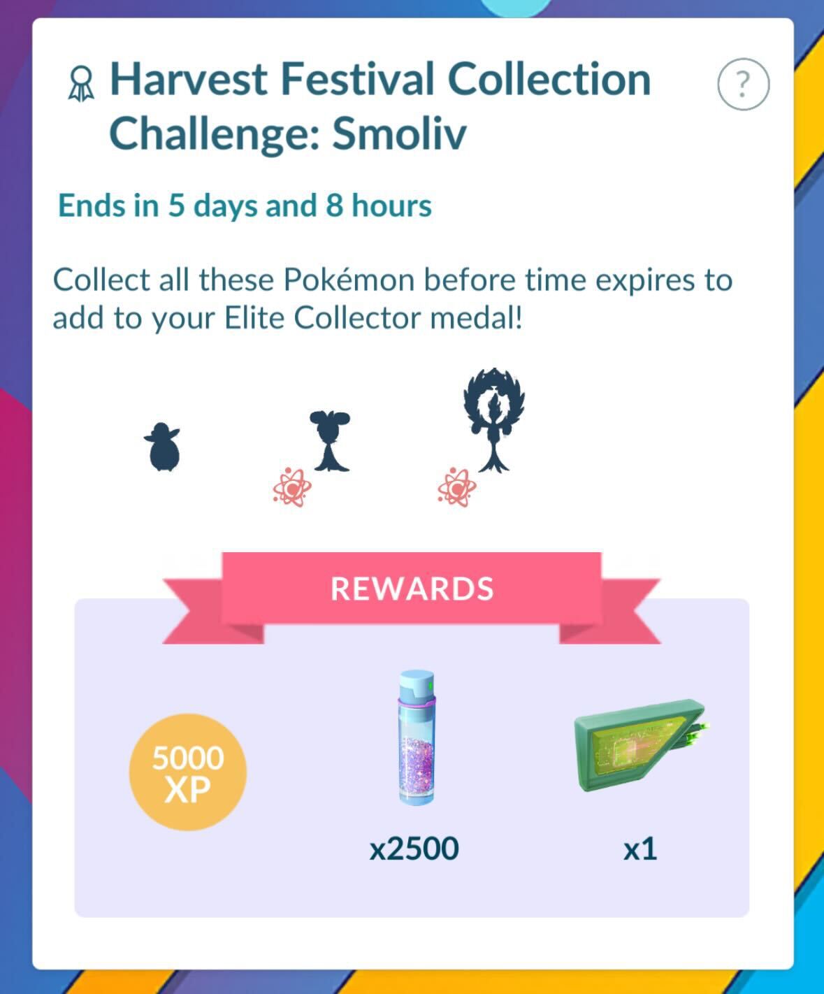 The Collection Challenge for Smoliv in Pokémon Go’s 2023 Harvest Festival.