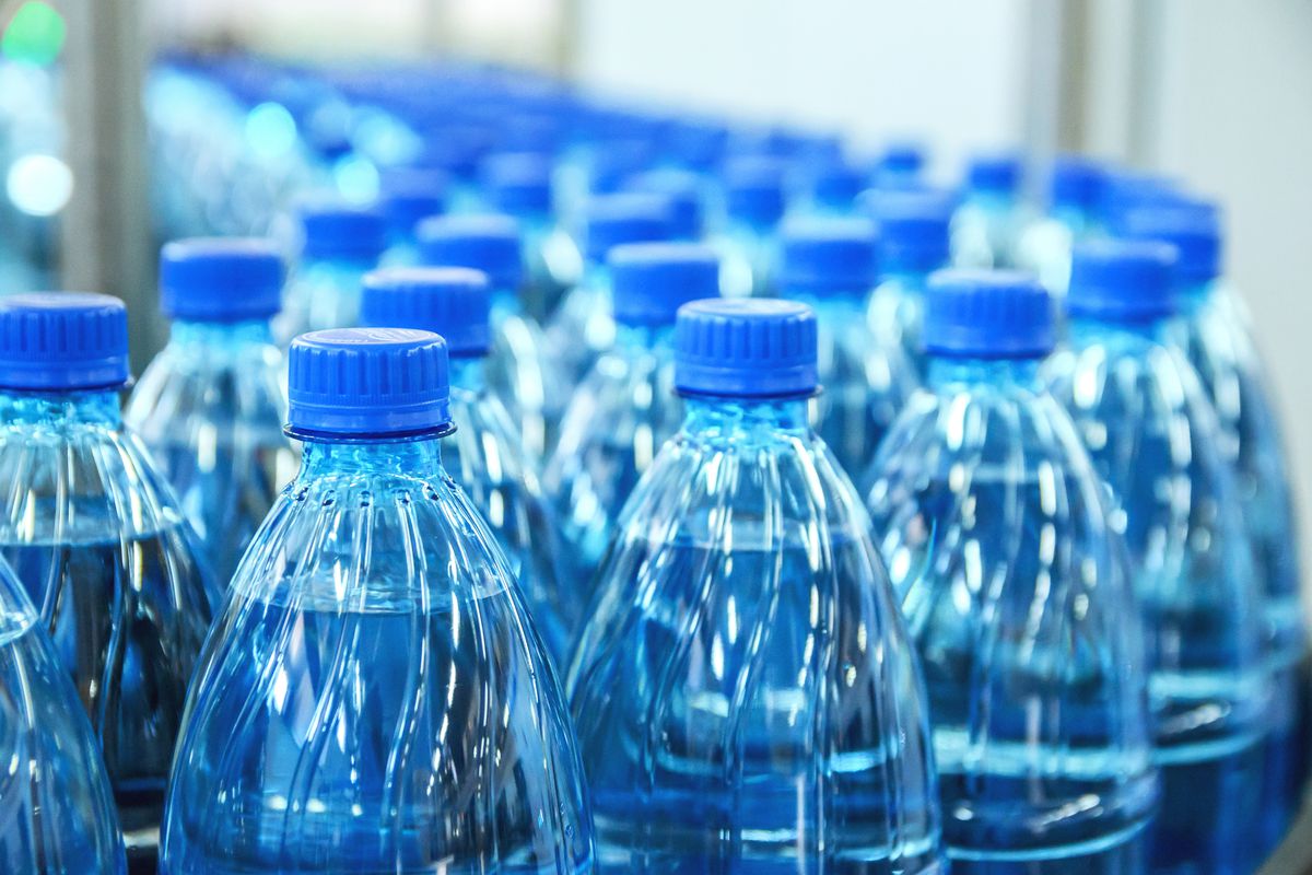 A row of bottled water