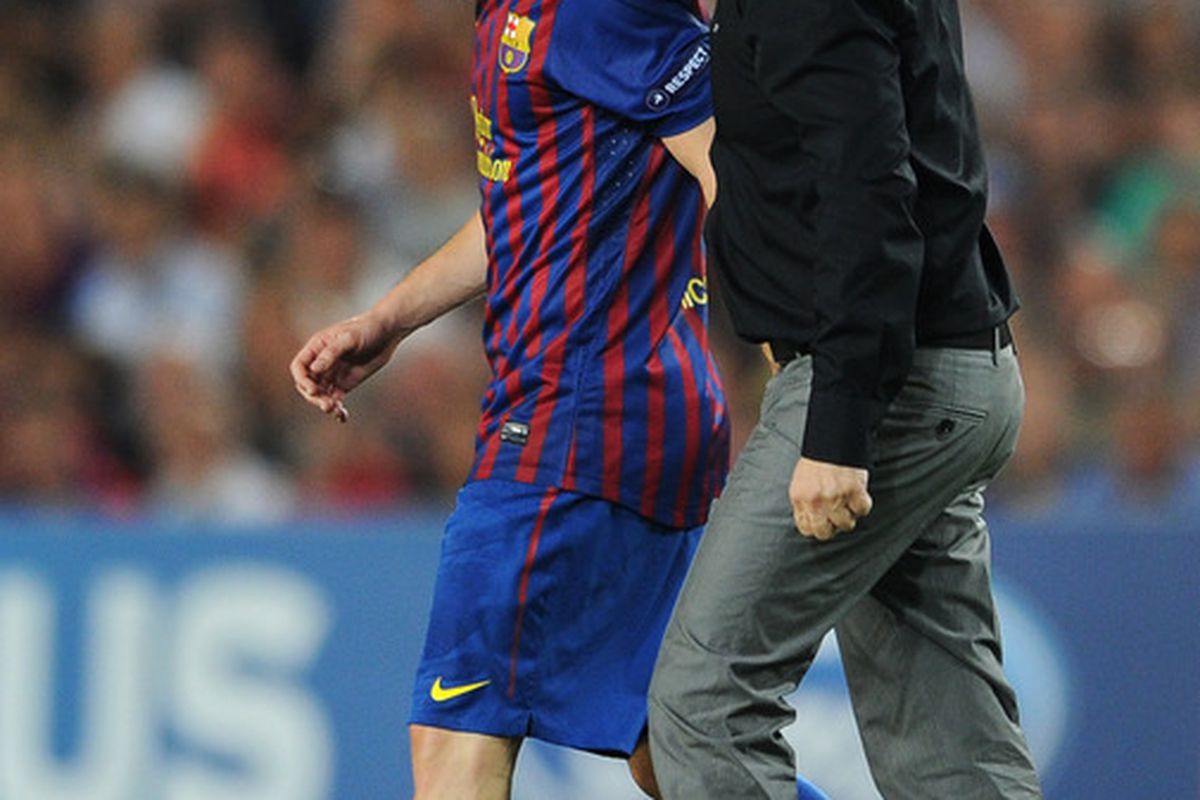 Pep Guardiola will have to make do without Iniesta for one month.