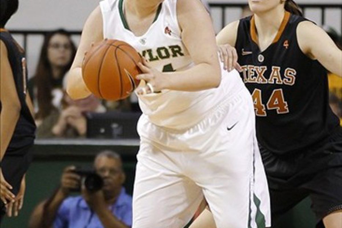 February 21, 2012;  Waco, TX, USA; Baylor Bears center Ashley Field (24) during the game against the Texas Longhorns at the Ferrell Center. Baylor won beating Texas 80-59. Mandatory Credit: Jim Cowsert-US PRESSWIRE