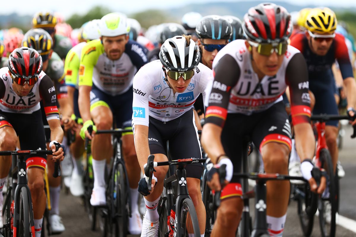 Tadej Pogacar of Slovenia and UAE Team Emirates white best young jersey during the 109th Tour de France 2022, Stage 6 a 219,9km stage from Binche to Longwy 377m / #TDF2022 / #WorldTour / on July 07, 2022 in Longwy, France.