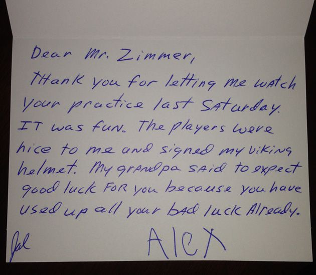 Alex's Thank You To Mike Zimmer