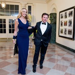 Actor Michael J. Fox and his wife Tracy Pollan arrive for a State Dinner for Canadian Prime Minister Justin Trudeau, Thursday, March 10, 2016, at the White House in Washington. 
