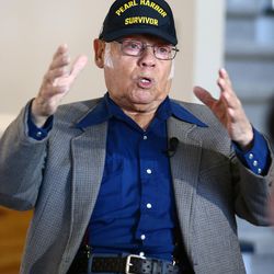 Raymond Salsedo, who worked as a burner/welder at Pearl Harbor and was witness to the attacks, talks about what it was like to see the events unfold firsthand during an interview in Sandy, Monday, Nov. 7, 2016.