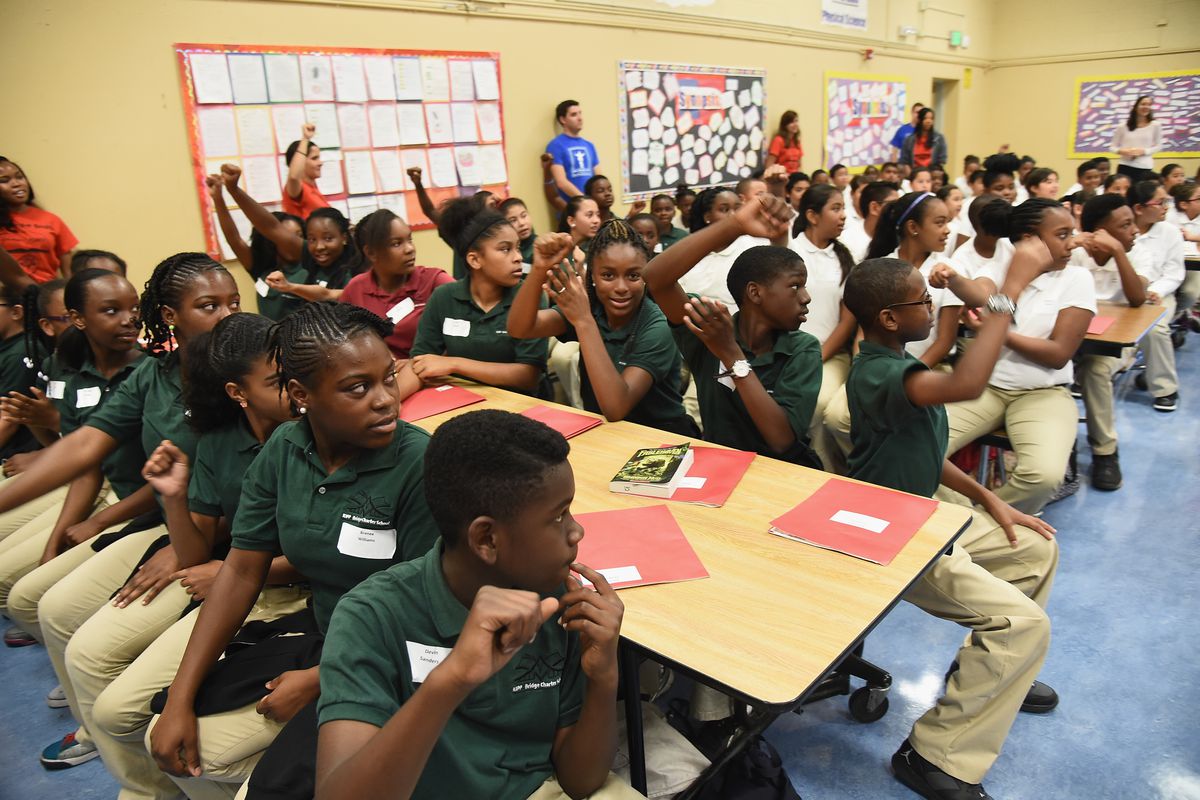 Students at a KIPP charter school in California. "No excuses" schools like KIPP have become more common in Texas.