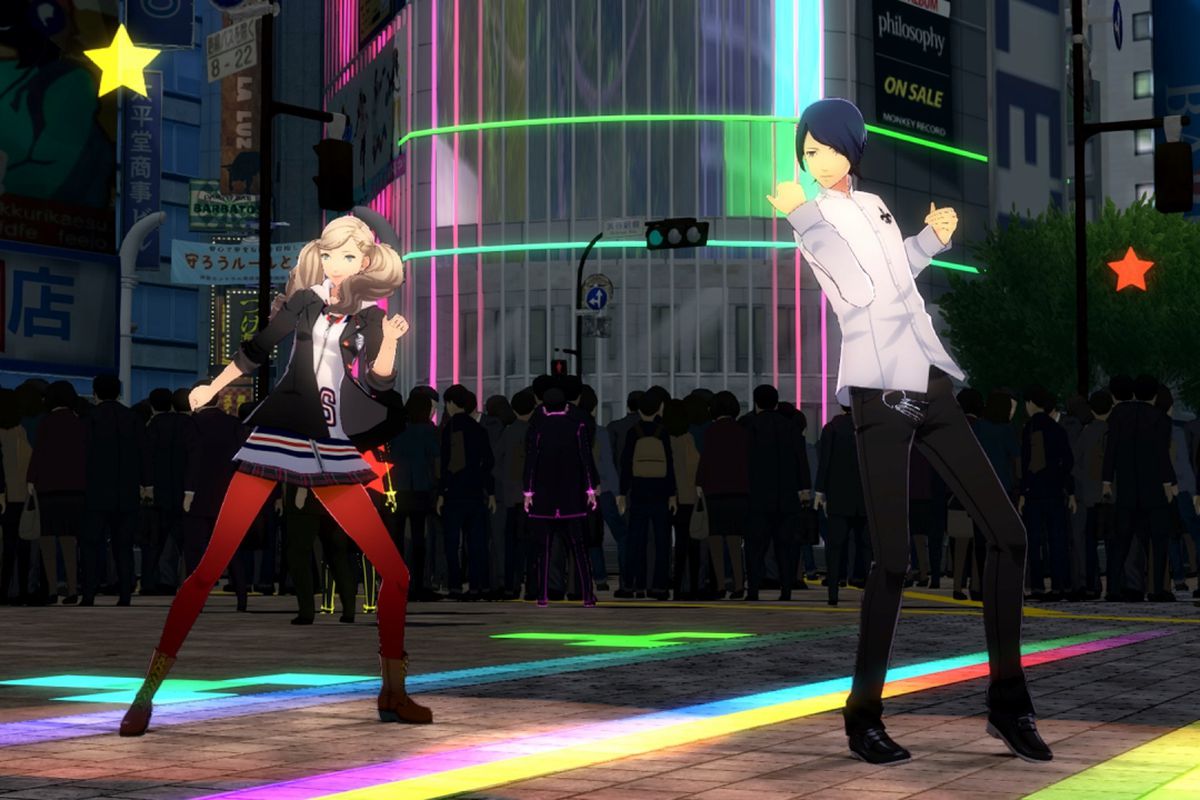 Ann and Yusuke dancing in Persona 5: Dancing Starlight