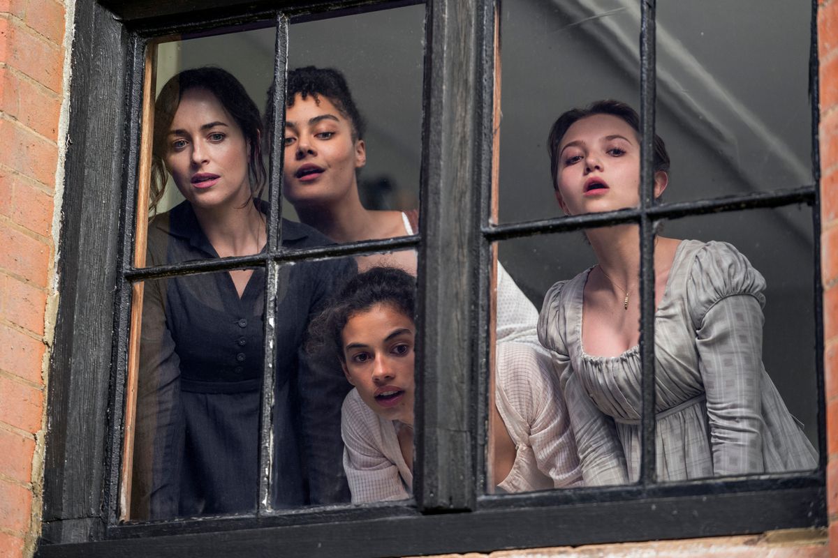 Anne looking out the window with her musgrove sisters and her sister mary 