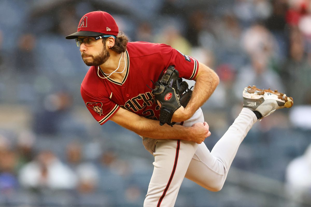 Zac Gallen of the Arizona Diamondbacks pitches in the first inning of the game against the New York Yankees at Yankee Stadium on September 24, 2023 in the Bronx borough of New York City.