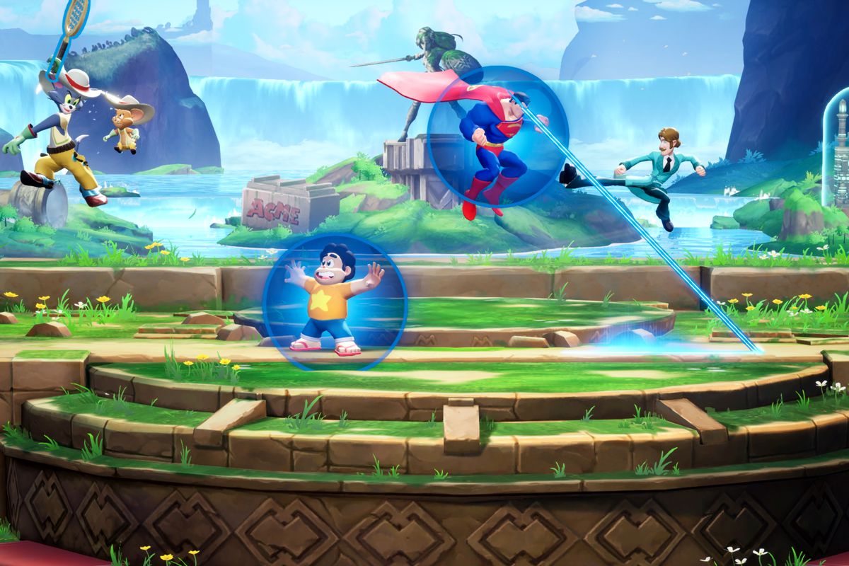 A screenshot of MultiVersus featuring Tom &amp; Jerry, Superman, Steven Universe, and Shaggy.