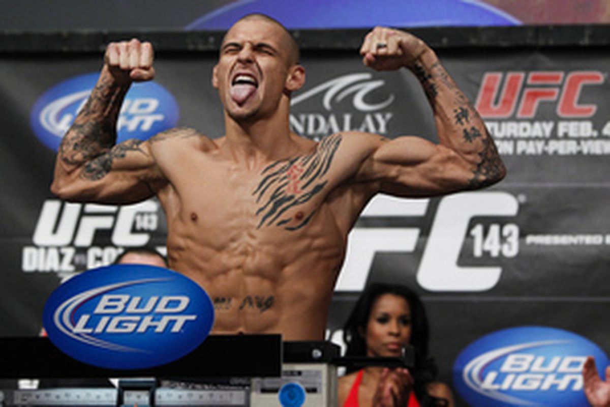 UFC on Fuel 7 fighter Dustin Poirier weighs in at UFC 143