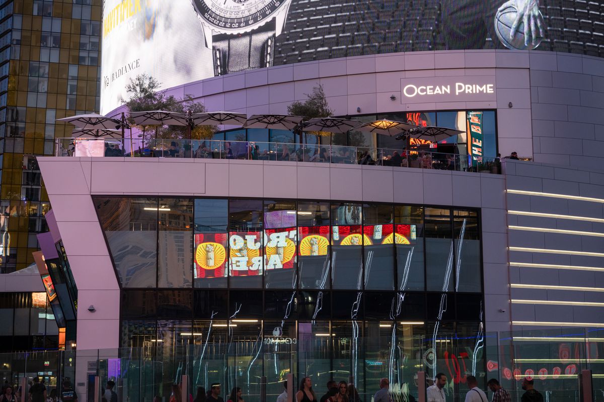 A view of Ocean Prime from Las Vegas Boulevard.
