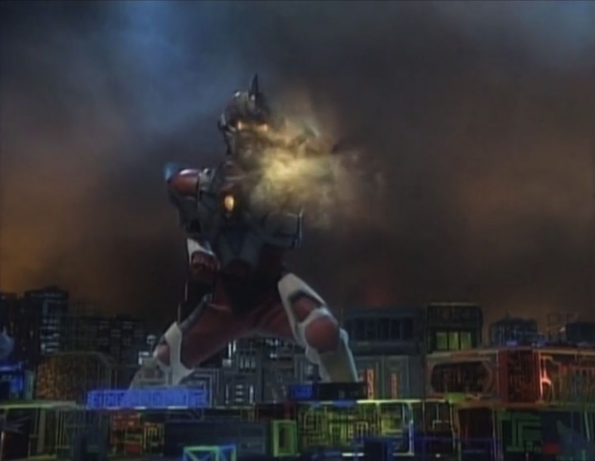 A giant character that looks like Ultraman appears in Superhuman Samurai Syber-Squad