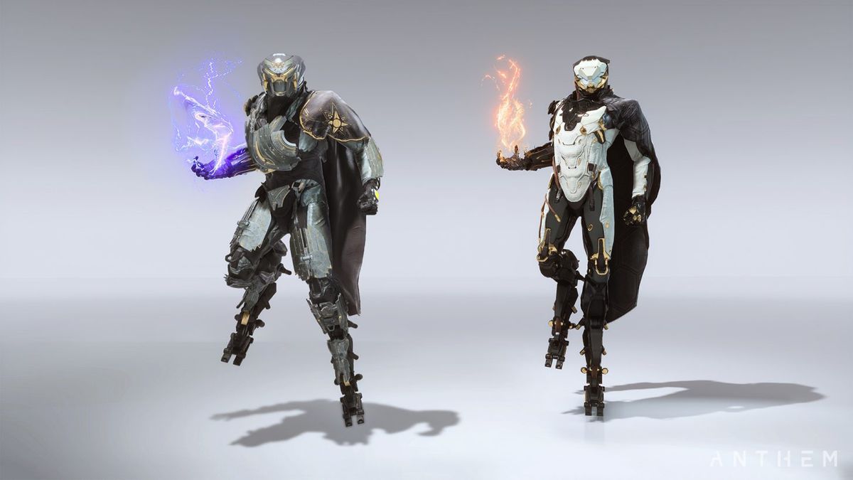 Anthem’s Storm Javelin with different armor types