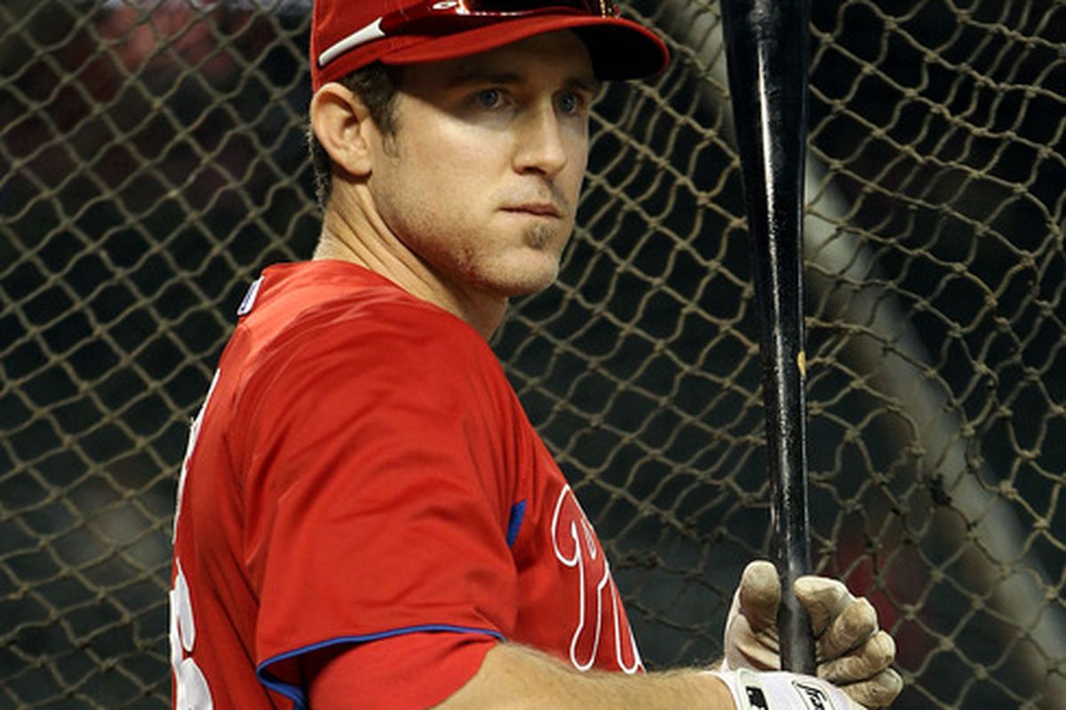 PHOENIX, AZ - APRIL 23:  Chase Utley #26 of the Philadelphia Phillies takes batting practice before the MLB game against the Arizona Diamondbacks at Chase Field on April 23, 2012 in Phoenix, Arizona.  (Photo by Christian Petersen/Getty Images)