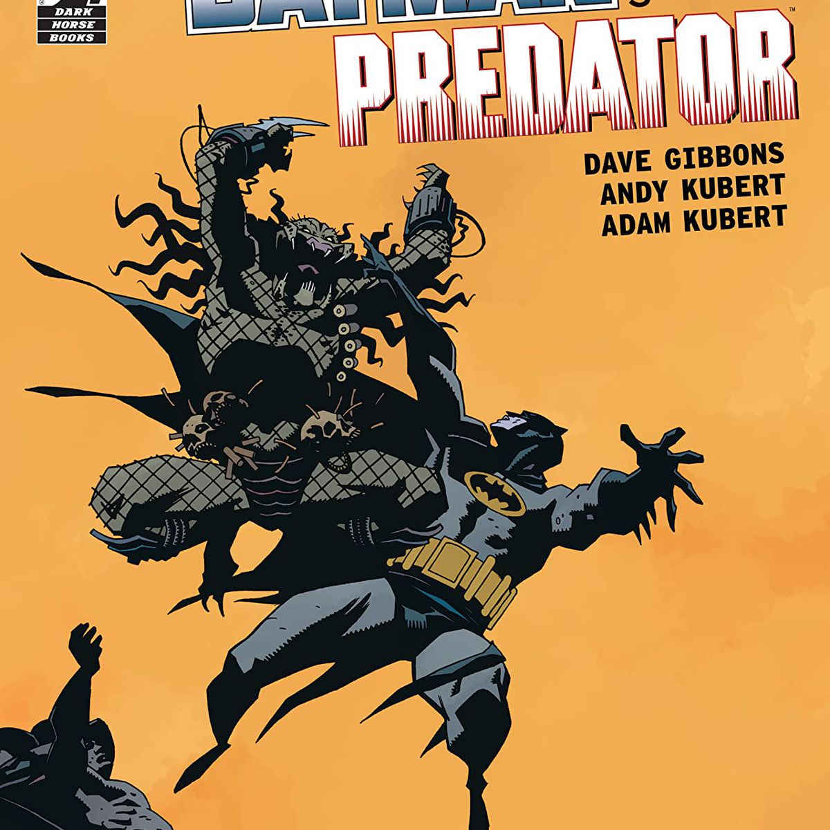 The Predator and Batman battle on the cover of Batman vs. Predator, DC Comics/Dark Horse Comics (2017).