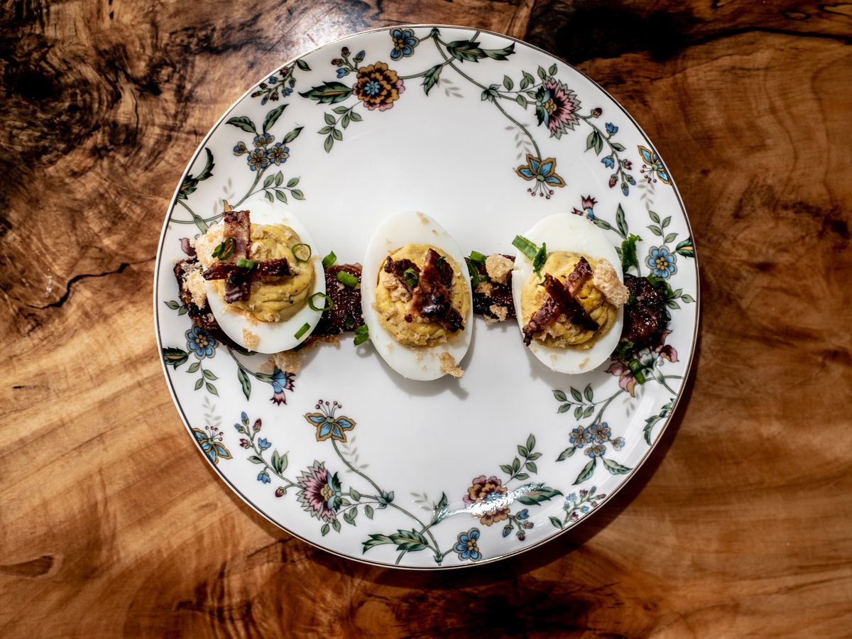 Deviled eggs on a plate