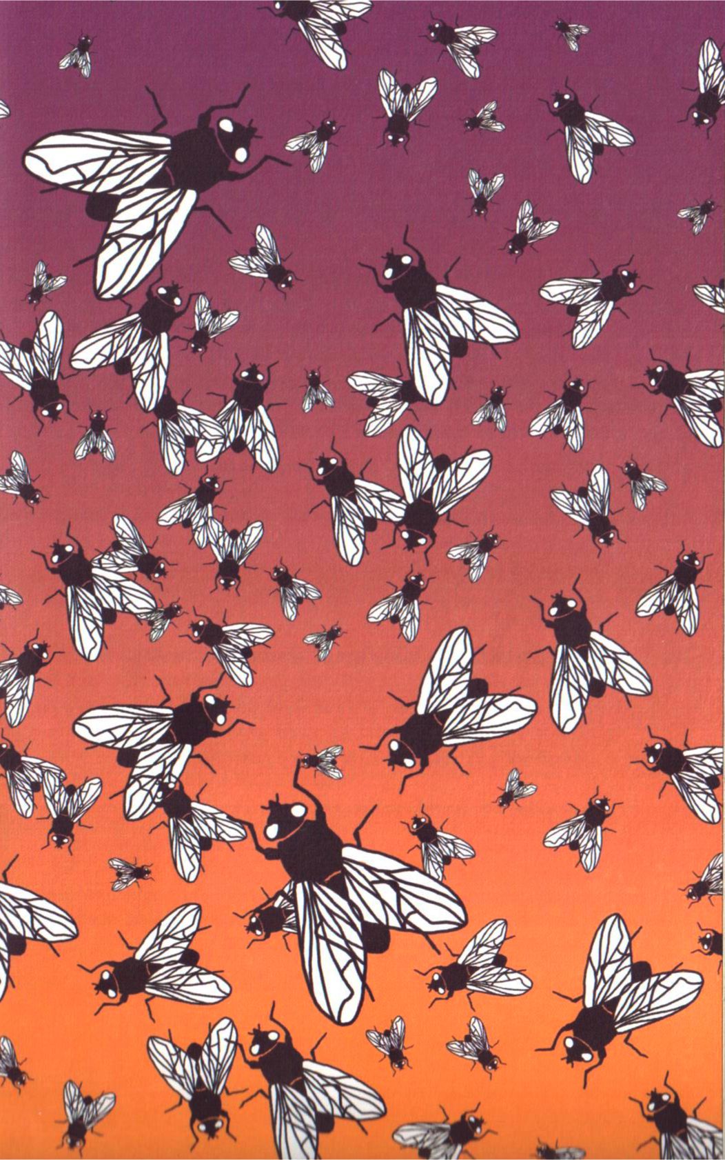 An illustration of flies from the inside cover of the novel.