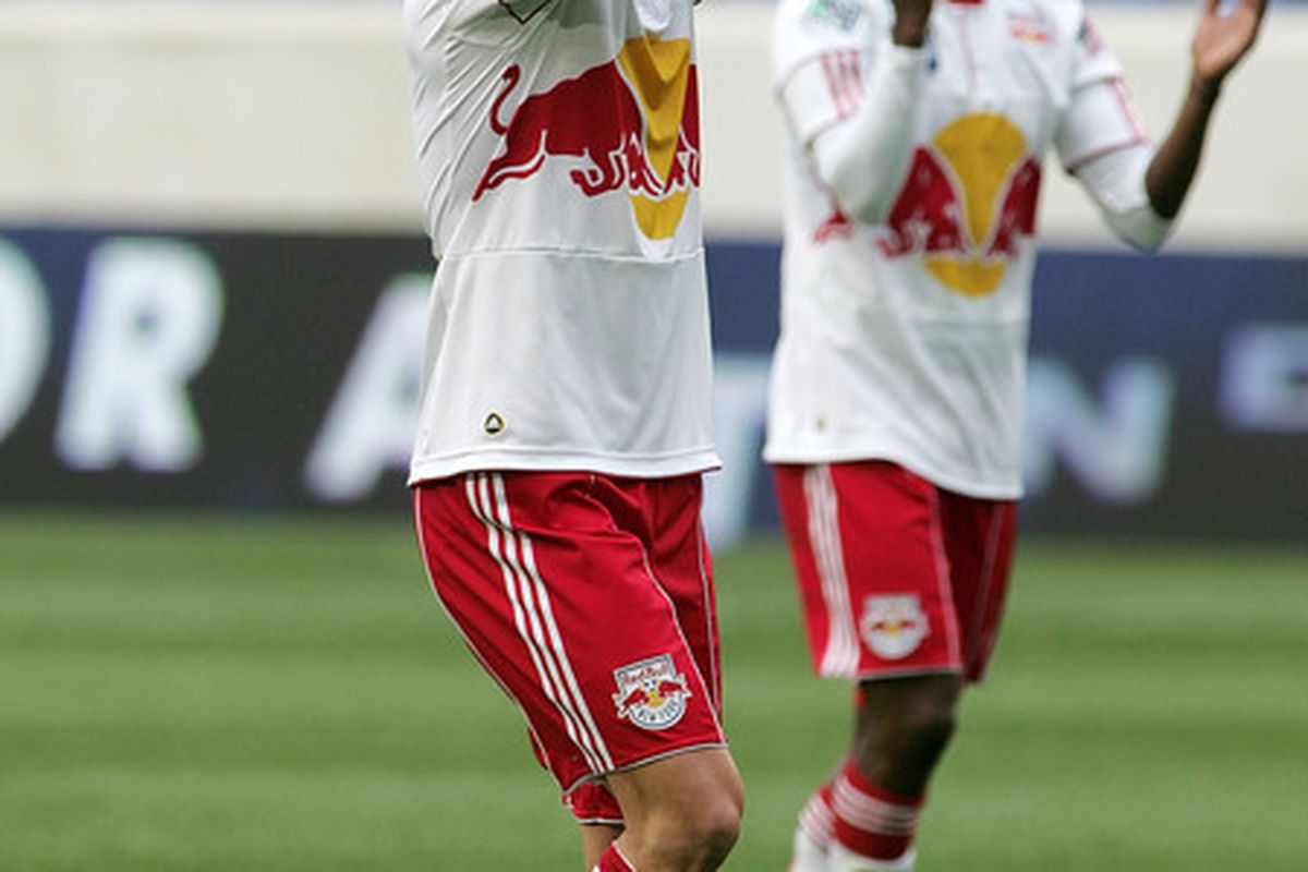 Juan Pablo Angel may have one foot out the door, but he still may hold the key to the Red Bulls' hopes of winning their first MLS Cup. (Photo by Andy Marlin/Getty Images )