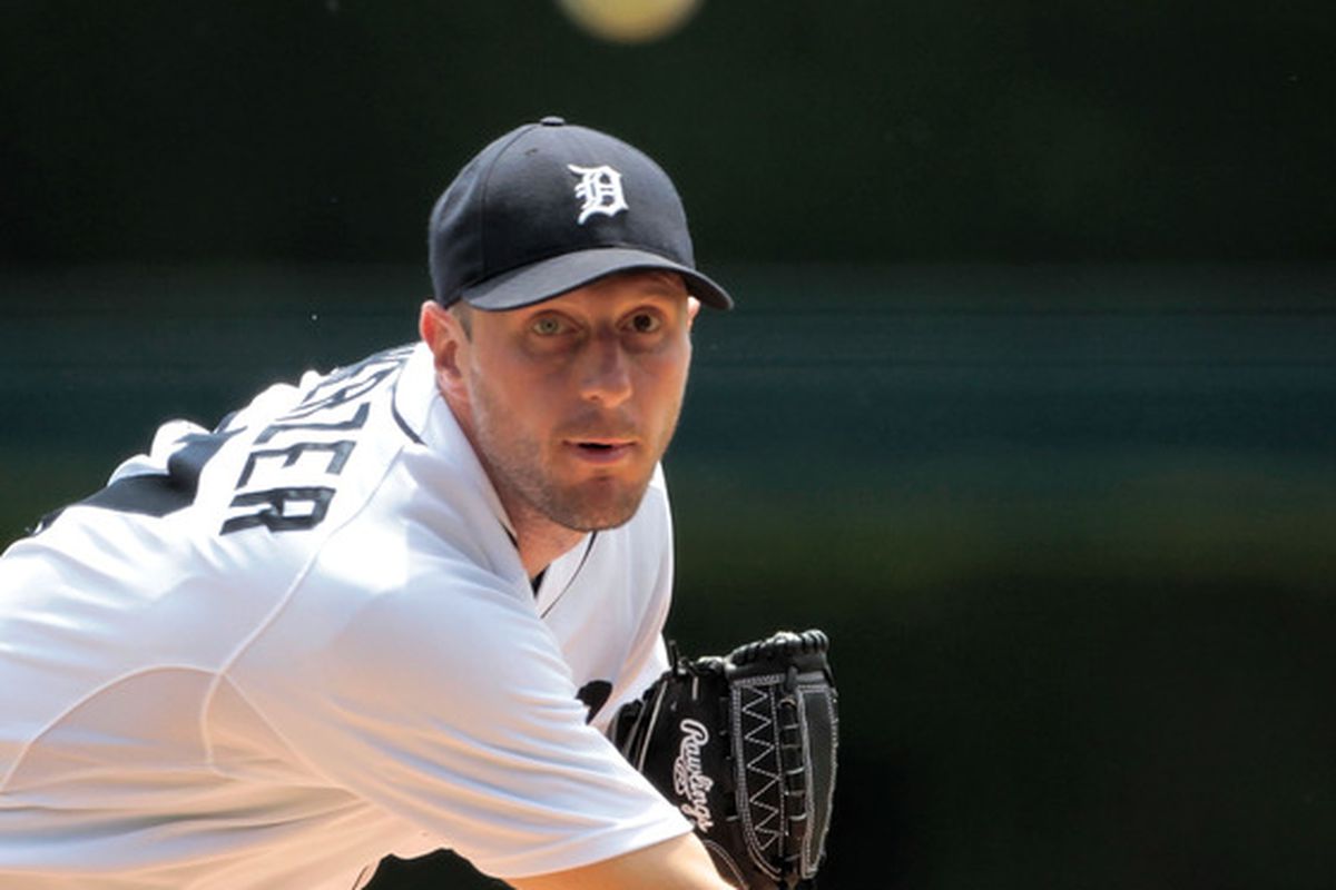 DETROIT, MI - MAY 20:  Max Scherzer #37 of the Detroit Tigers pitches in the first inning during an inter-league game against the Pittsburgh Pirates at Comerica Park on May 20, 2012 in Detroit, Michigan.  (Photo by Leon Halip/Getty Images)