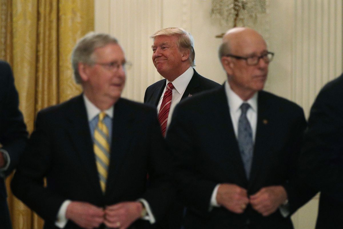 President Donald Trump with Republican senators.