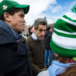 Dan Biss at the 2018 Chicago St. Patrick’s Day Parade, Saturday, March 17th, 2018. | James Foster/For the Sun-Times