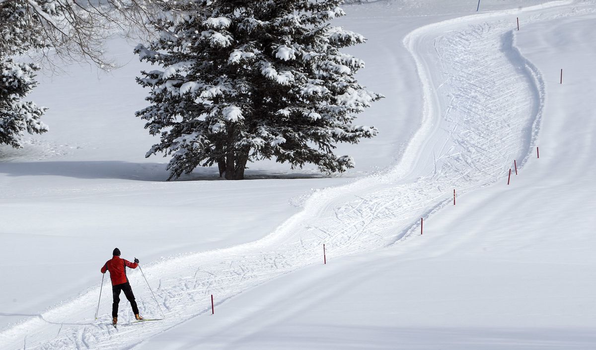 A cross-country skier enjoys the fresh snow on the trail system at Mountain Dell Golf Course in Salt Lake City on Wednesday, Dec. 26, 2018.