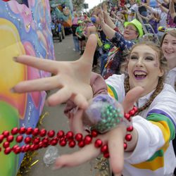 The Krewe of Thoth rolls along the Uptown route in New Orleans, La. Sunday, March 3, 2019. Founded in 1947, the Krewe of Thoth is named for the Egyptian Patron of Wisdom and Inventor of Science, Art and Letters.(David Grunfeld, NOLA.com | The Times-Picayune)/The Times-Picayune via AP)