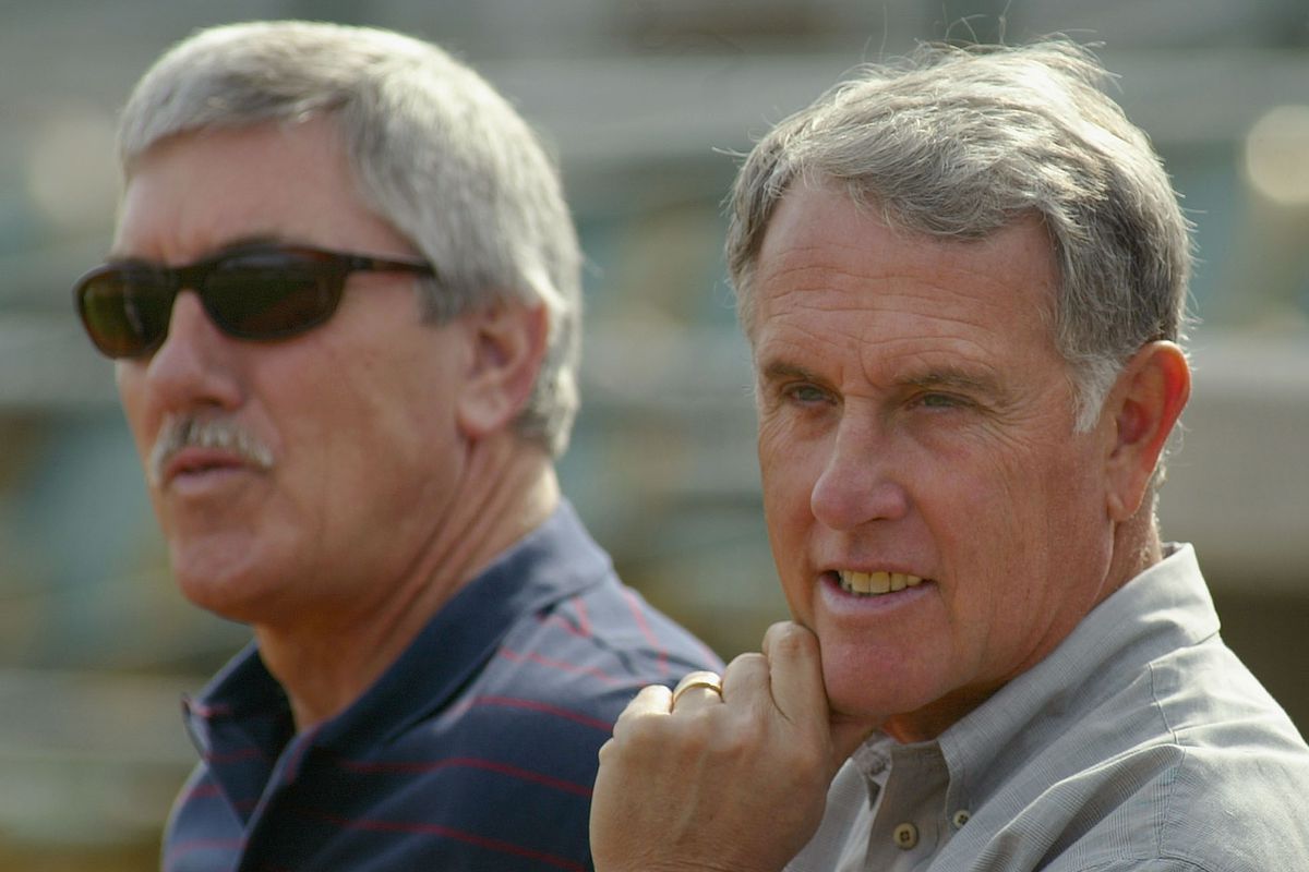 Ken Korach (right) is pictured at spring training in 2005.