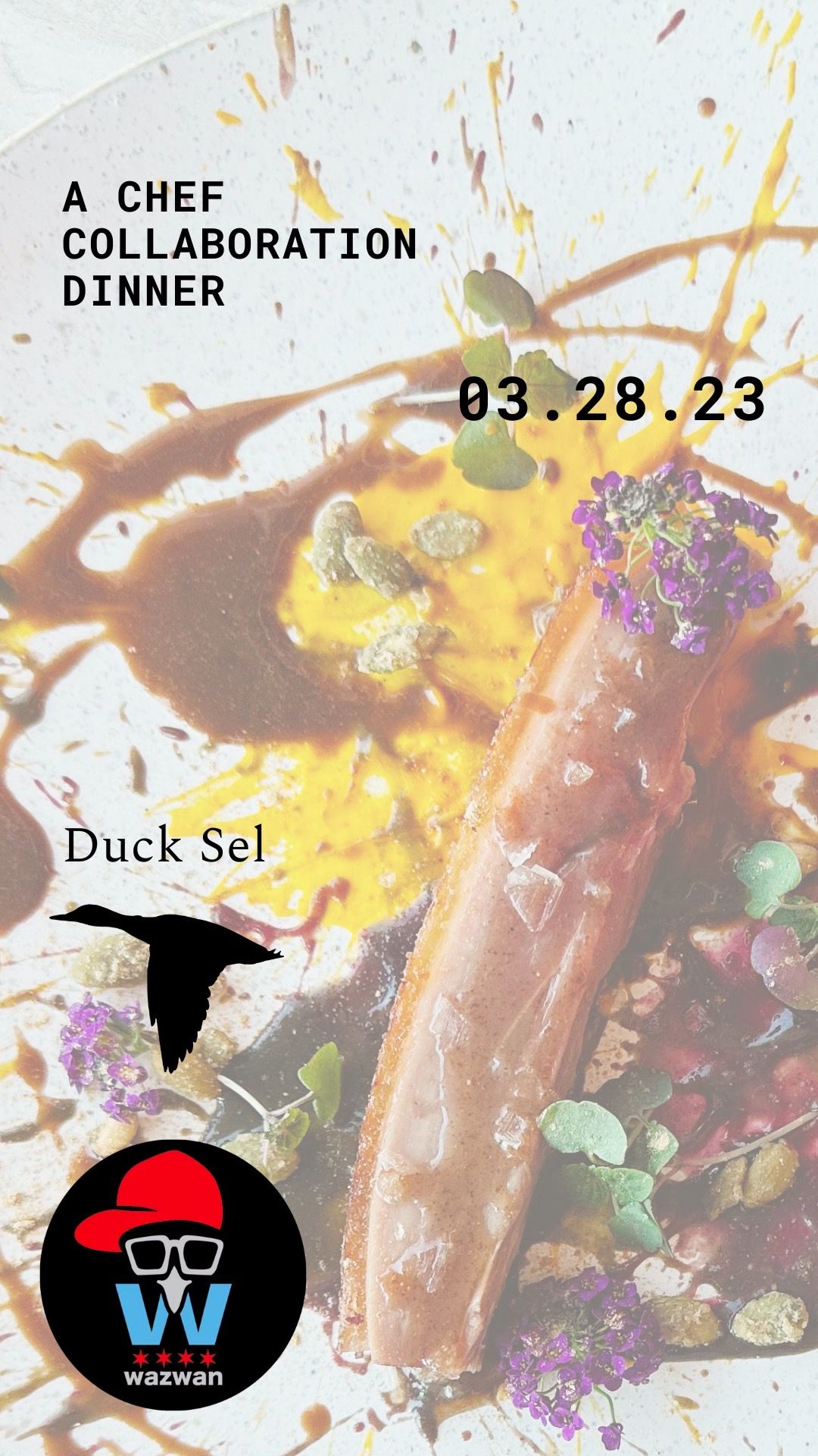 A flier with a duck dish.