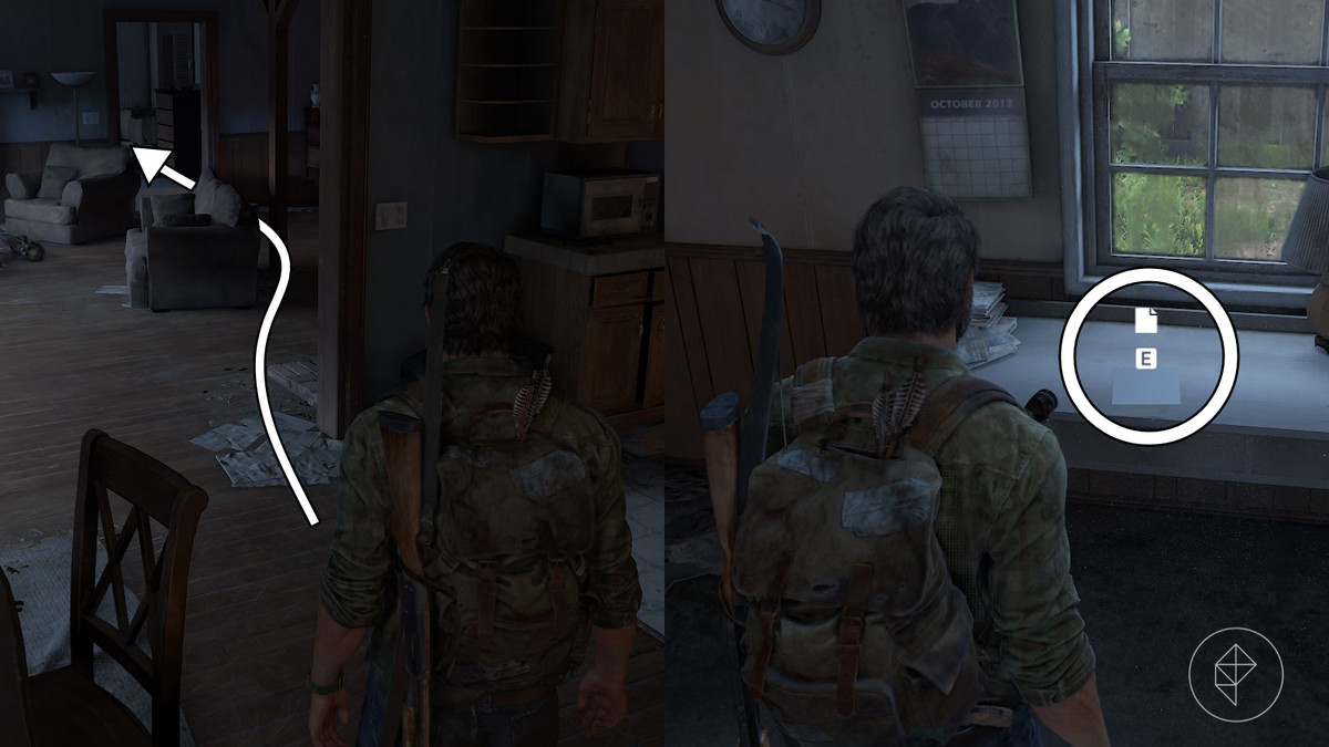 Note from Frank artifact location in the High School Escape section of the Bill’s Town chapter in The Last of Us Part 1
