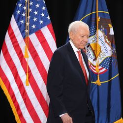 Sen. Orrin Hatch, R-Utah, walks on stage prior to speaking at the Capitol in Salt Lake City on Monday, Dec. 4, 2017. President Donald Trump was in town to sign proclamations scaling back Bears Ears and Grand Staircase-Escalante national monuments.