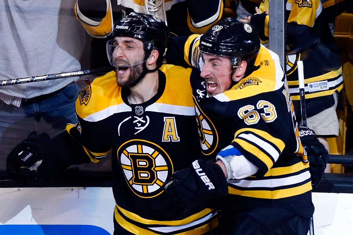 I don't imagine they'll mess with this pairing. Patrice Bergeron and Brad Marchand