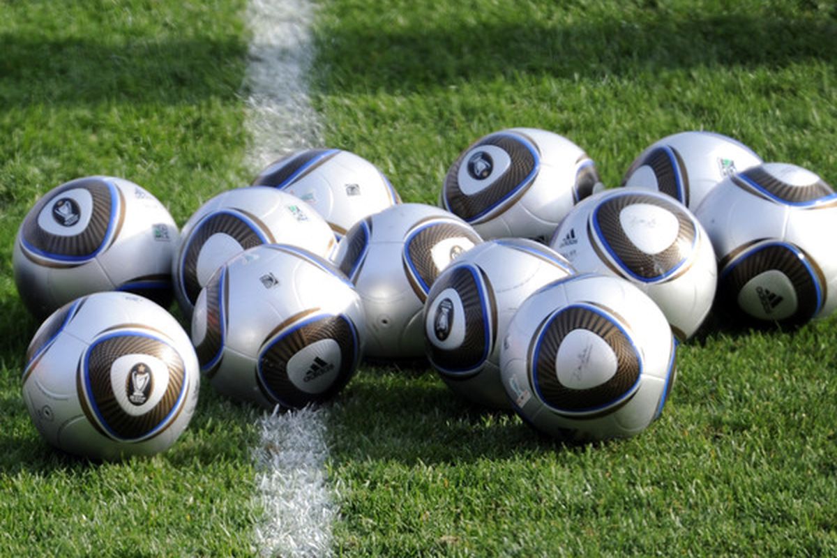 TORONTO - NOVEMBER 20:  Soccer balls on the field during practice for the MLS Cup between FC Dallas and the Colorado Rapids at BMO Field on November 20 2010 in Toronto Canada.  (Photo by Harry How/Getty Images)