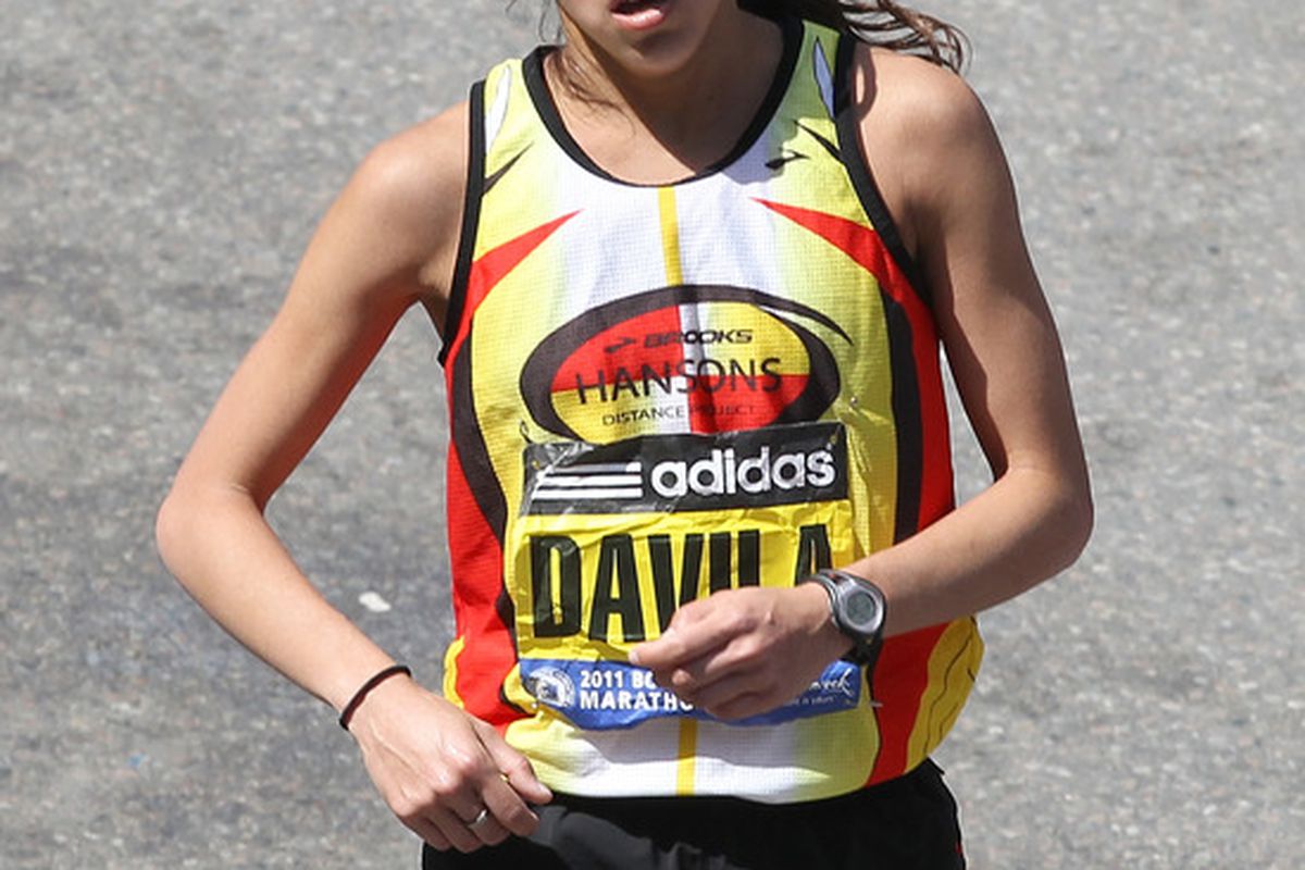 BOSTON, MA - APRIL 18: Desiree Davila #15 of the United State places second in the women's division of the 115th running of the Boston Marathon on April 18, 2011 in Boston, Massachusetts. (Photo by Jim Rogash/Getty Images)