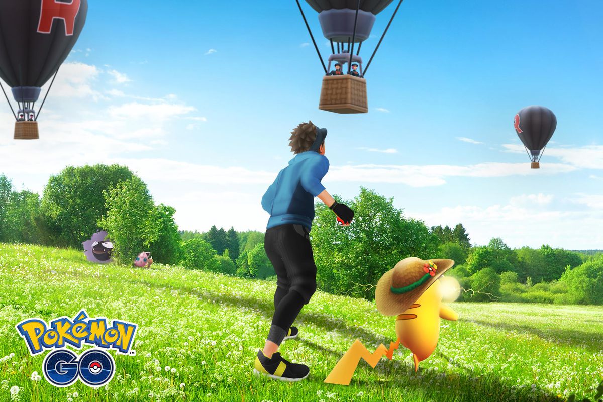Artwork of Team Go Rocket hot air balloons for Pokemon Go