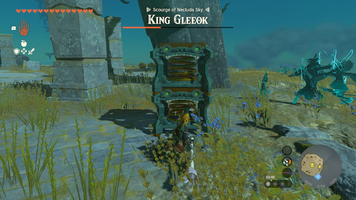 Link setting up two Springs in the King Gleeok fight