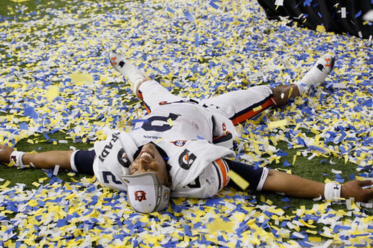 Cam can make confetti angels, but he don't know nothing about snow angels.  (Photo by Kevin C. Cox/Getty Images)