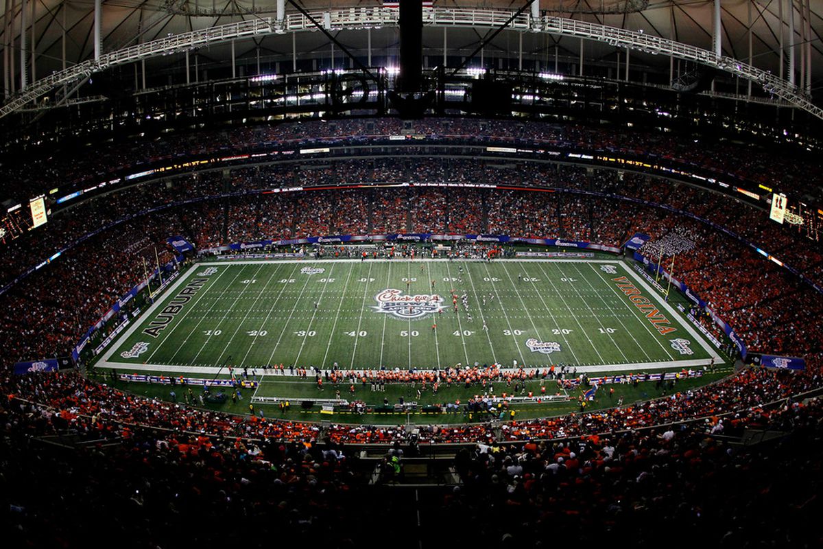 ATLANTA, GA - DECEMBER 31:  A general view during the game between the Auburn Tigers and the Virginia Cavaliers in the 2011 Chick Fil-A Bowl at Georgia Dome on December 31, 2011 in Atlanta, Georgia.  (Photo by Kevin C. Cox/Getty Images)