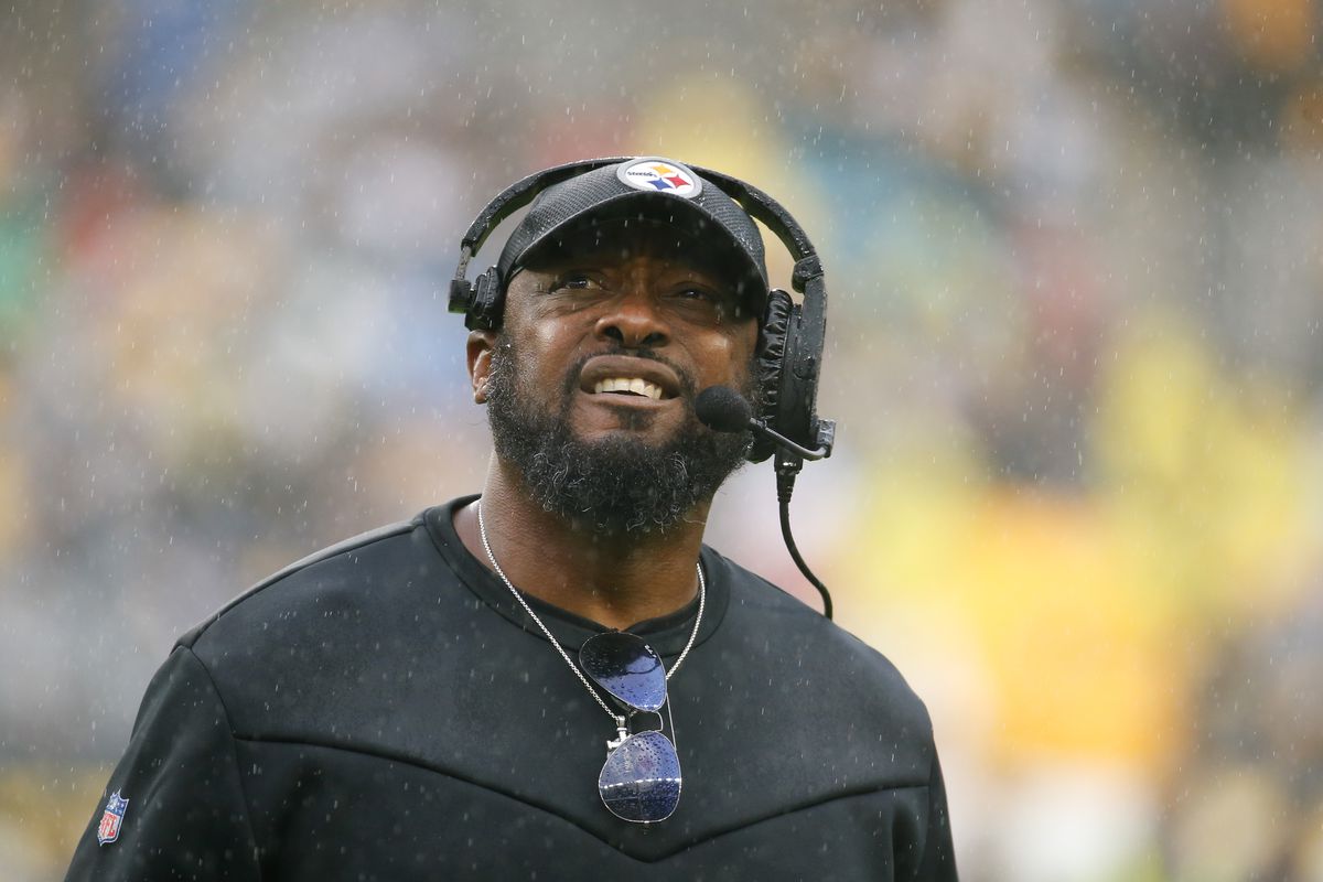 Head Coach Mike Tomlin of the Pittsburgh Steelers looks on during the first quarter against the Jacksonville Jaguars at Acrisure Stadium on October 29, 2023 in Pittsburgh, Pennsylvania.