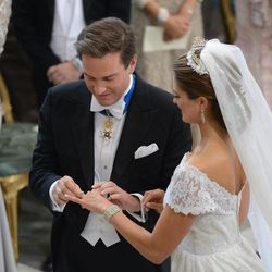 Princess Madeleine of Sweden and Christopher O'Neill during their wedding ceremony at the Royal Chapel in Stockholm, Saturday June 8, 2013.