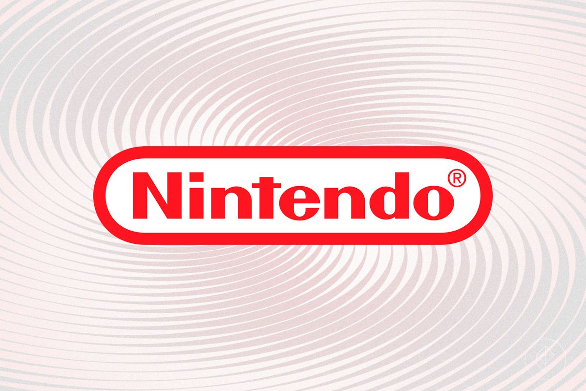Nintendo logo on swirly background