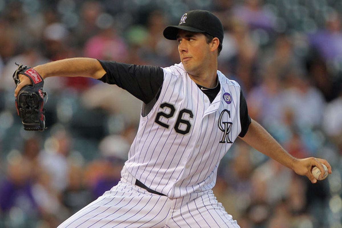 DENVER - SEPTEMBER 13:  Starting pitcher Jeff Francis #26 of the Colorado Rockies delivers against the San Diego Padres at Coors Field on September 13 2010 in Denver Colorado.  (Photo by Doug Pensinger/Getty Images)