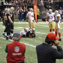 Pierre Thomas gets tackled. 