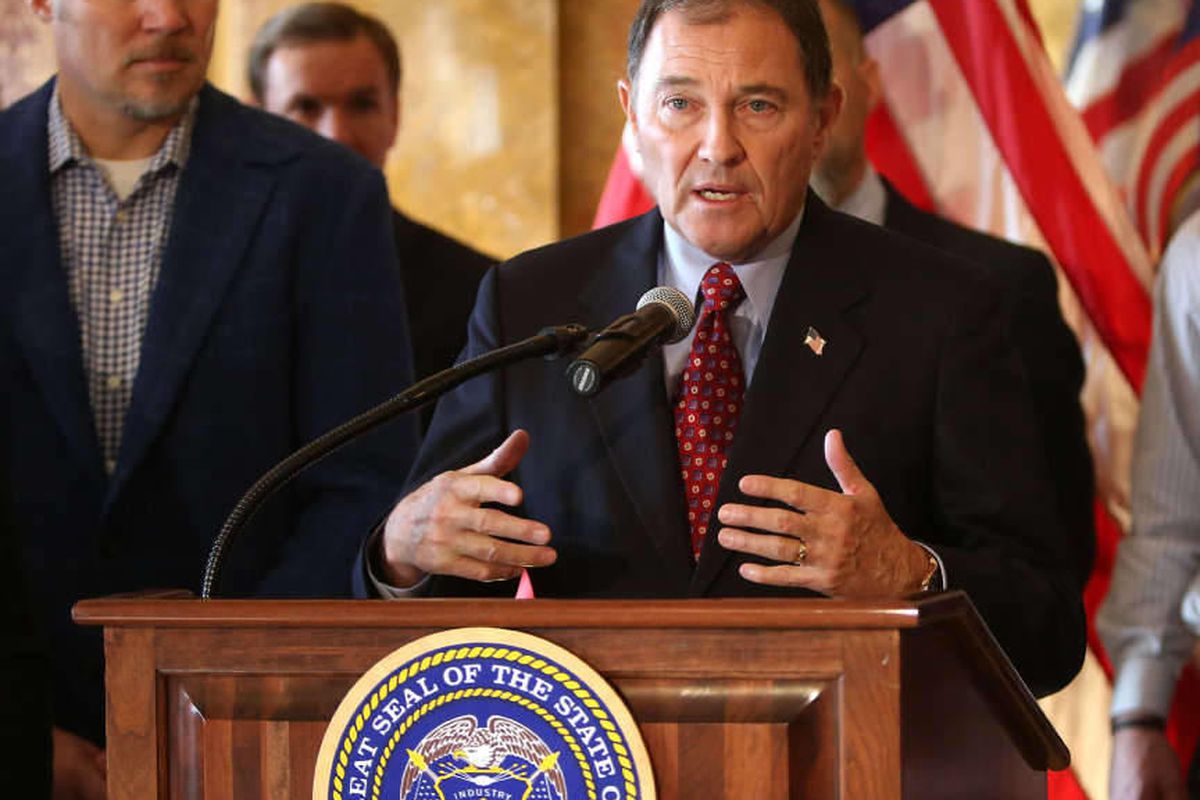 Gov. Gary Herbert at the State Capitol Building in Salt Lake City on Thursday, Dec. 4, 2014. Herbert said Thursday he is aware of Utahns who have lost their jobs because they spoke against same-sex marriage, and reiterated that a statewide nondiscriminati